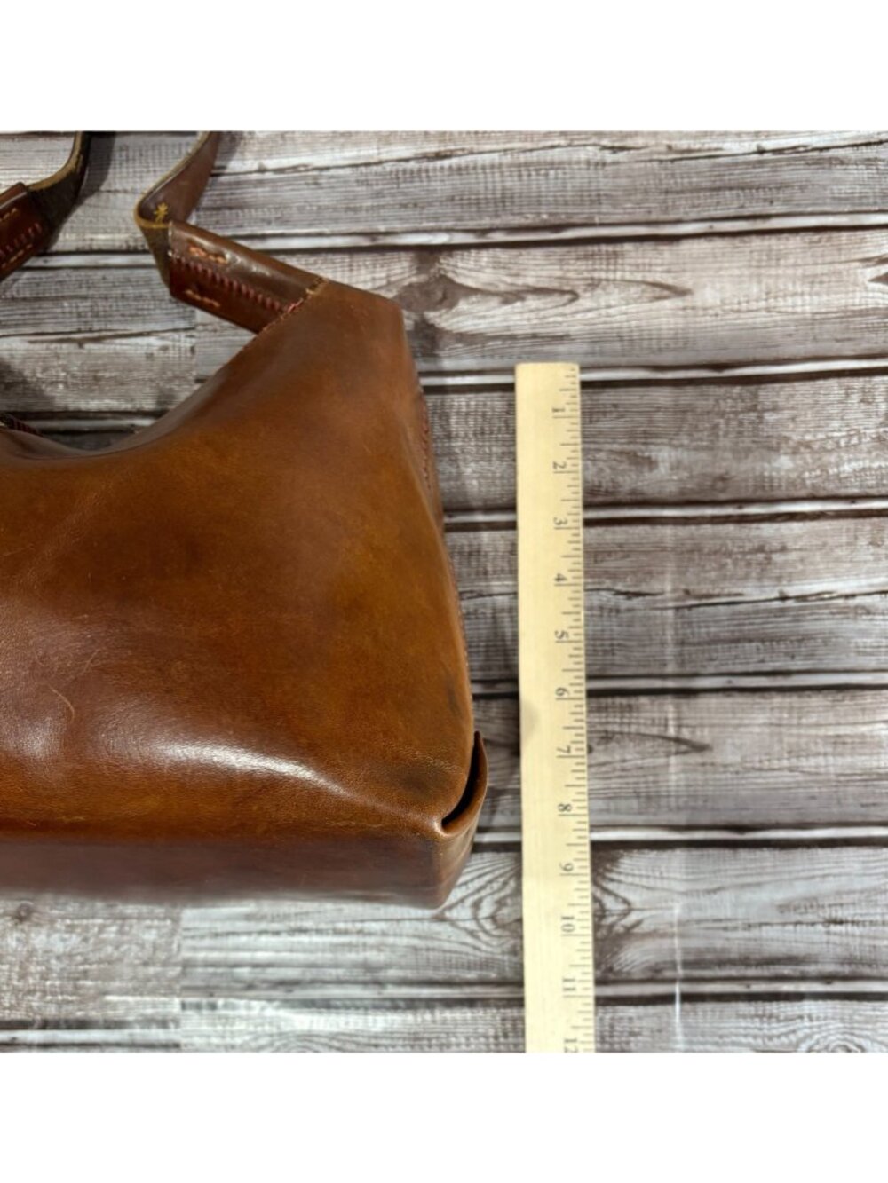 Henry Cuir Leather zip Tote Bag color Brown made in Italy - Picture 4 of 9